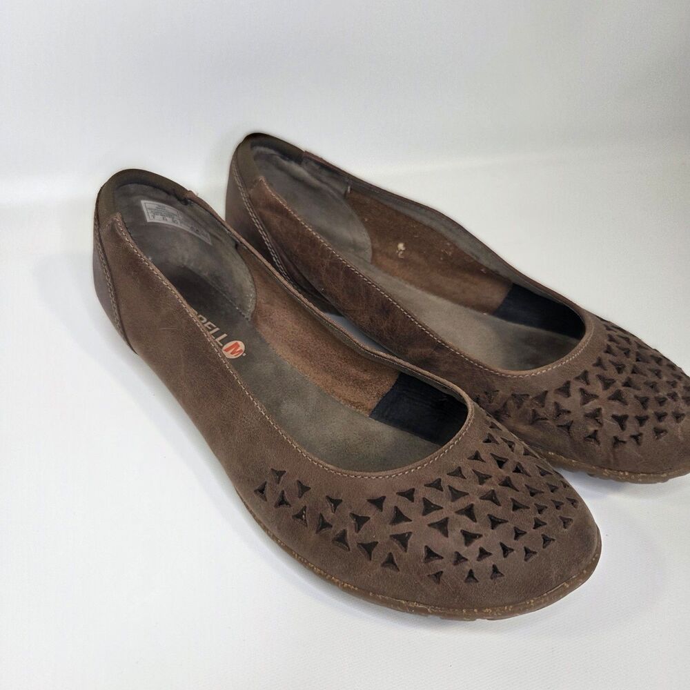 Merrell Women's Mimix Haze Casual Slip-On Ballet Flats Leather Sz 8 Brown